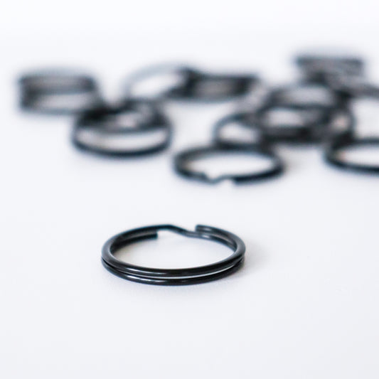 25mm Round Black Key Ring